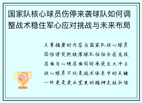 国家队核心球员伤停来袭球队如何调整战术稳住军心应对挑战与未来布局